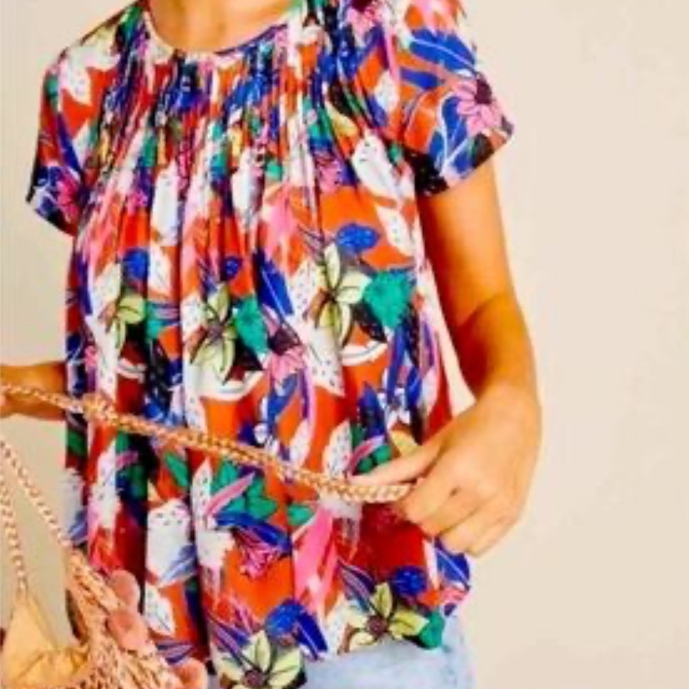 Anthropologie Dolan Left Coast Collection Pleated Floral Top, Size XS - Picture 6 of 6